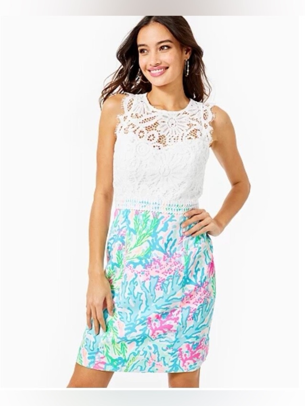 Lilly Pulitzer Sharice Shift Dress Multi Coral Bay Size 10 NWOT
